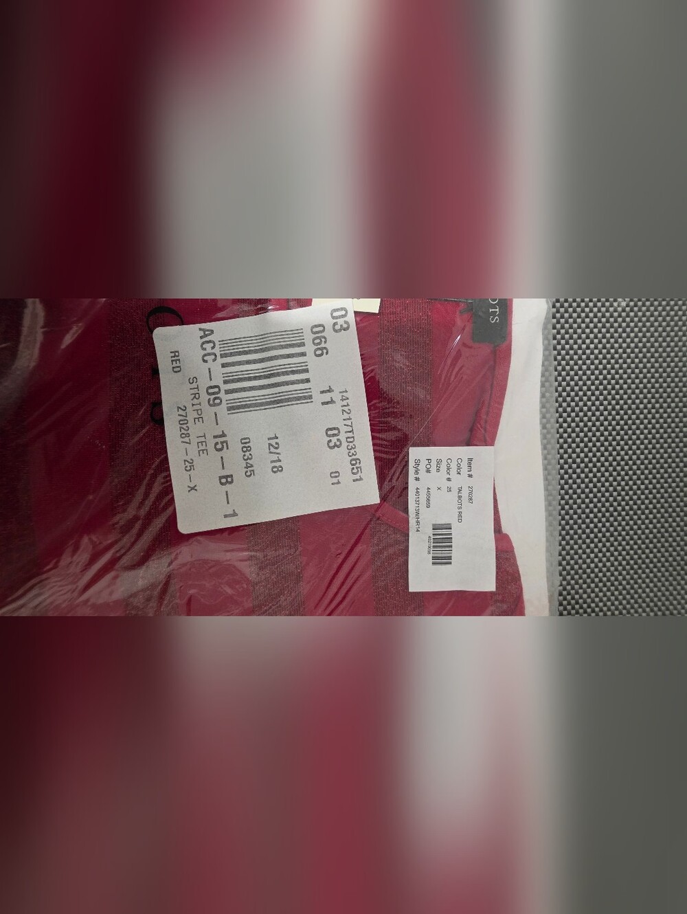NWT Talbots Woman Striped Shimmer Tee Top Red Burgundy Plus Size X New Sealed - Picture 7 of 8
